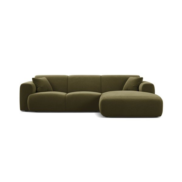 Khaki sametová rohová pohovka (pravý roh/s lenoškou) Molino – Micadoni -image-2