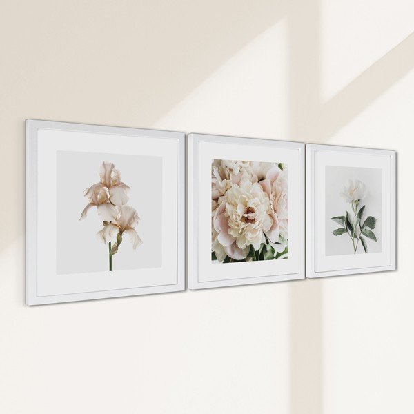 Tištěné obrazy v sadě 3 ks s rámem 30x30 cm Posy – Styler-image-3