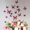 Sada 18 růžových adhezivních 3D samolepek Ambiance Butterflies