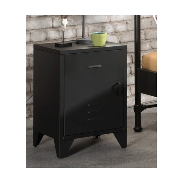 Černý kovový dětský noční stolek BRONXX – Vipack-image-1