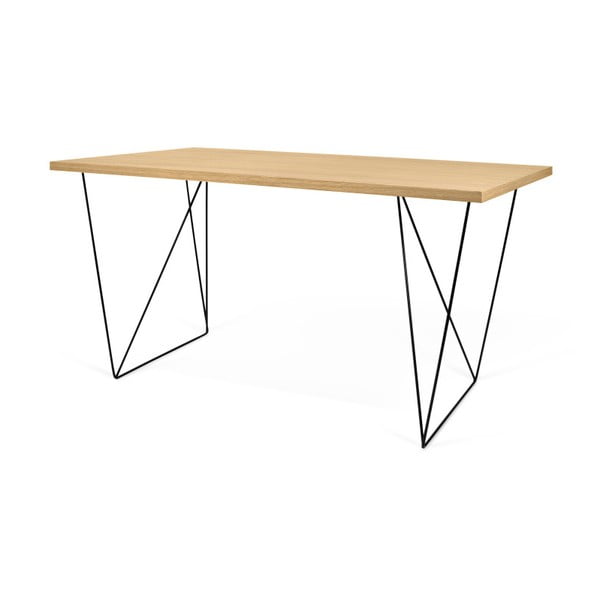 Pracovní stůl v dekoru dubového dřeva s černými nohami TemaHome Flow, 140 x 75 cm-image-4