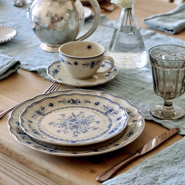 Modrý/béžový dezertní  talíř z kameniny ø 21 cm Vila – Costa Nova-image-1