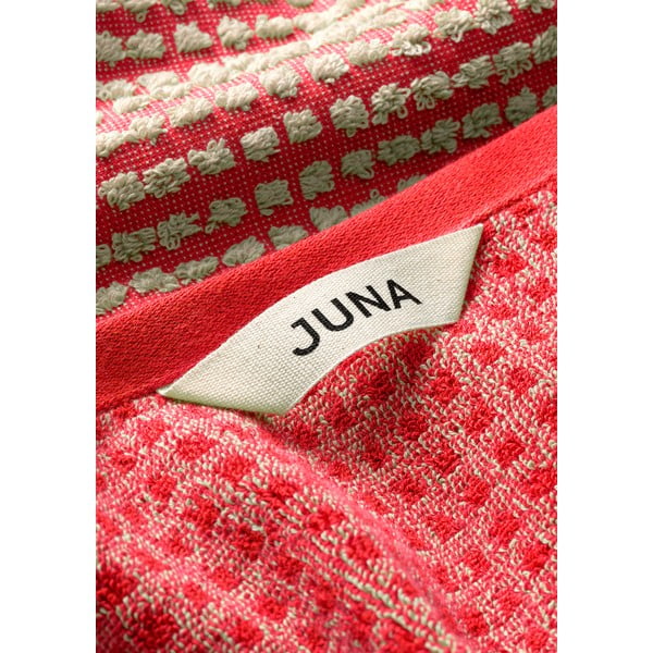 Červený froté ručník z Bio bavlny 50x100 cm Check – JUNA-image-4