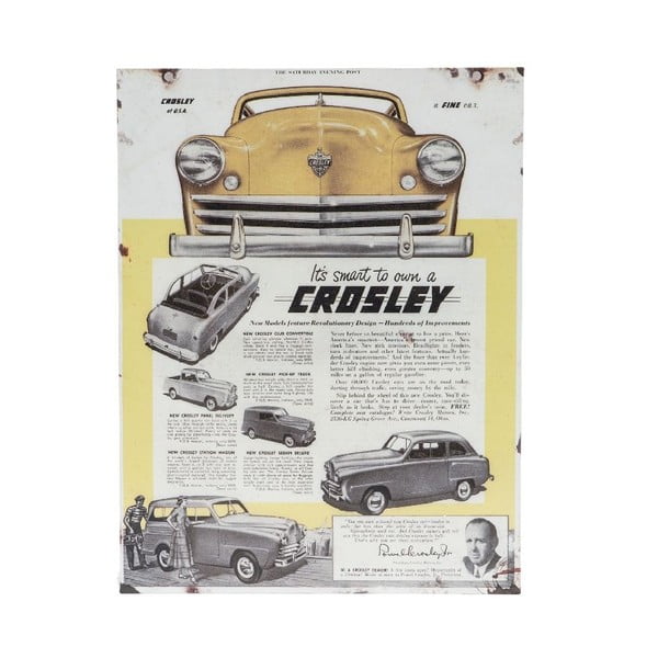 Nástěnná cedule Novita Crosley, 30 x 40 cm