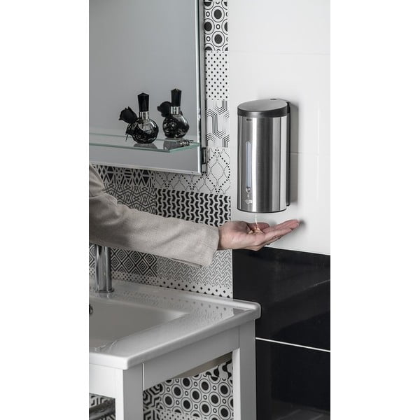 Bezdotykový dávkovač mýdla z nerezové oceli v matně stříbrné barvě 650 ml – Sapho-image-1