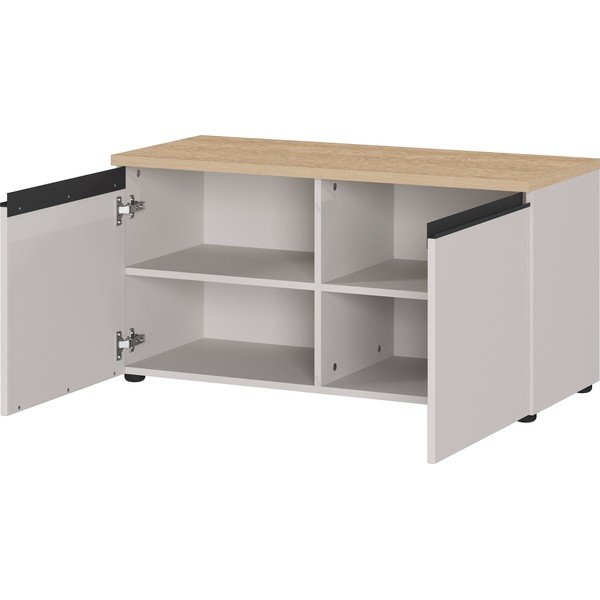 Šedobéžový/ve světle přírodní barvě botník s lavicí 96x49x41 cm Cormano – Germania-image-3