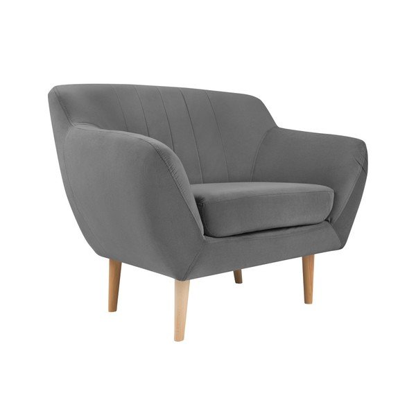 Šedé sametové křeslo Mazzini Sofas Sardaigne-image-2