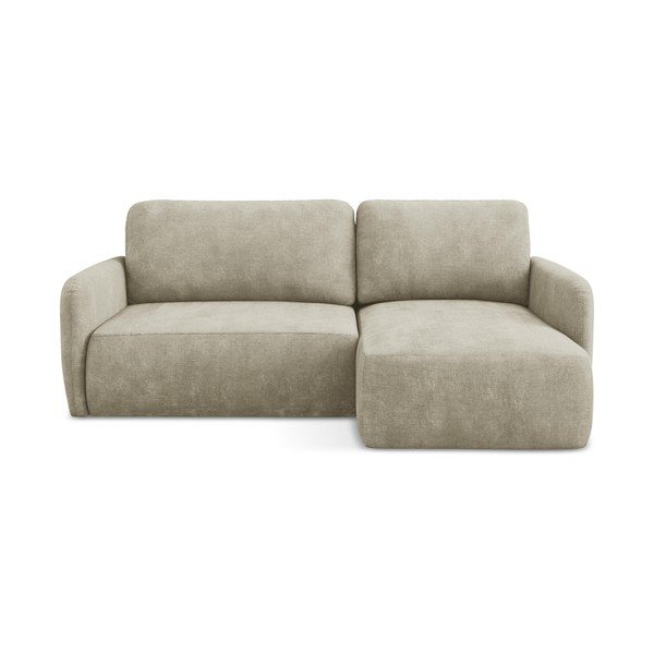 Béžová žinylková rozkládací/s úložným prostorem rohová pohovka (pravý roh/s lenoškou) Lilo – Makamii