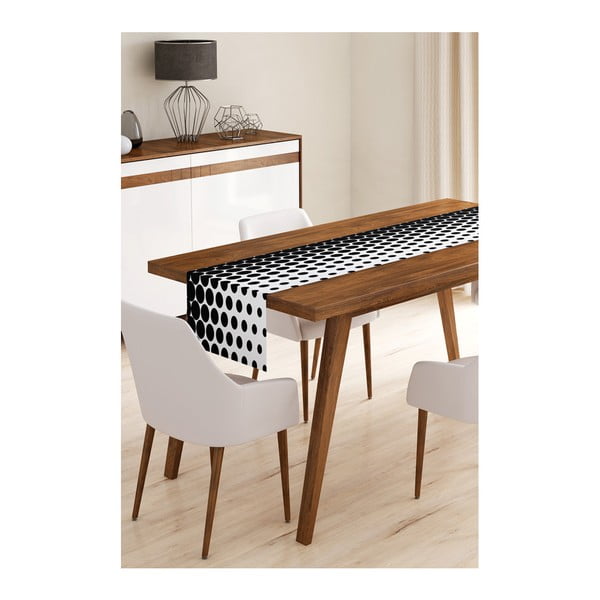 Běhoun na stůl z mikrovlákna Minimalist Cushion Covers Black Dots, 45 x 145 cm