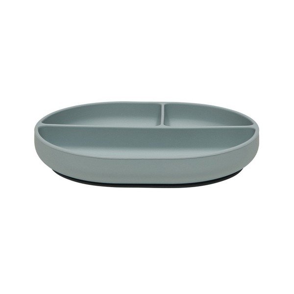 Šedomodrý silikonový dětský talíř 17x21,5 cm Enkei – OYOY Mini