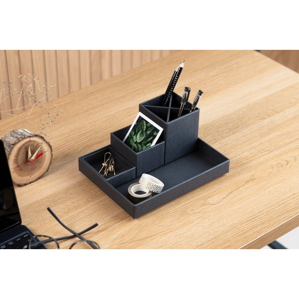 Tmavě šedý 4dílný stolní organizér na psací pomůcky Bigso Box of Sweden Lena-image-3