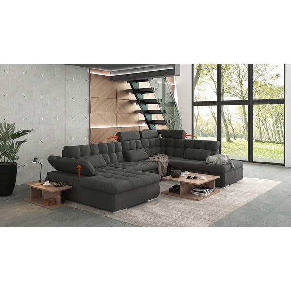 Antracitová rozkládací/s úložným prostorem rohová pohovka (pravý roh/do "U") Merkur – Ropez-image-1