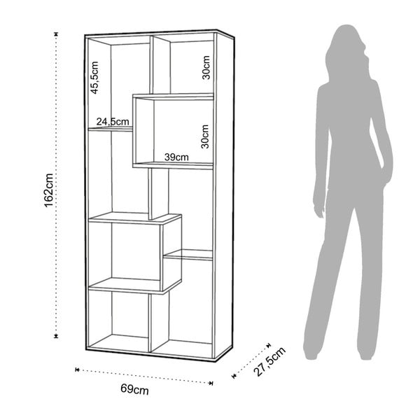 Bílá knihovna s hranou v dřevěném dekoru 69x160 cm Random Andrea - Tomasucci-image-4