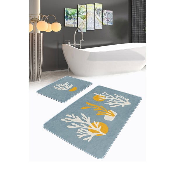 Modré koupelnové předložky v sadě 2 ks 60x100 cm – Mila Home-image-3
