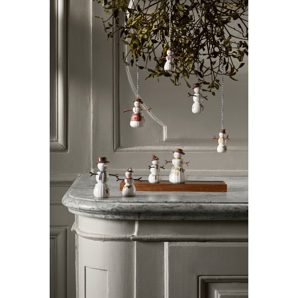 Porcelánová ručně malovaná vánoční ozdoba ø 4 cm Hammershøi Snowman – Kähler Design-image-3