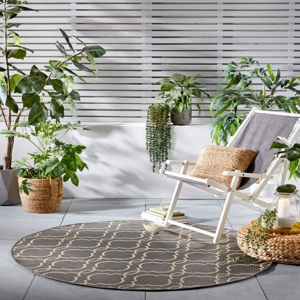 Šedo-béžový kulatý venkovní koberec ø 160 cm Milan - Flair Rugs-image-1