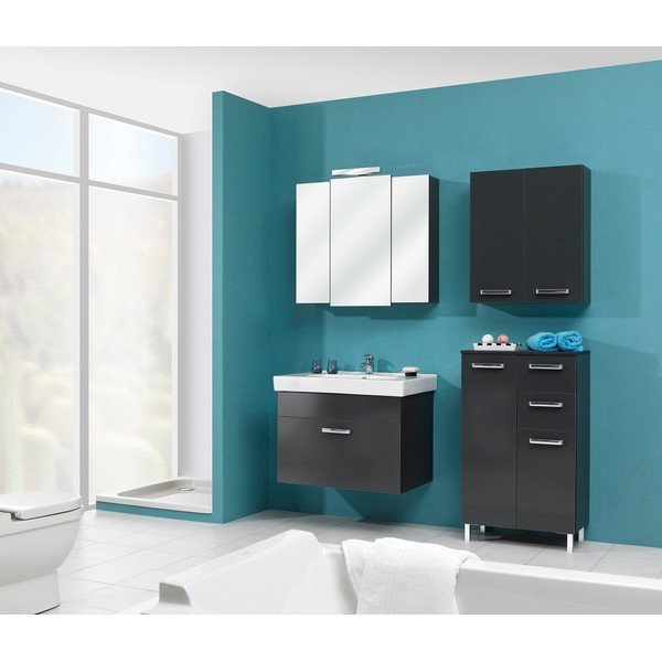 Tmavě šedá závěsná skříňka s umyvadlem bez baterie 80x57 cm Set 311 - Pelipal-image-1