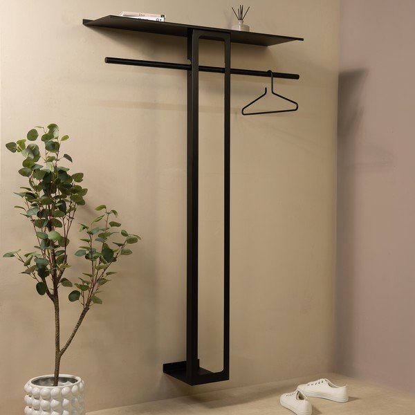 Černý ocelový nástěnný věšák s poličkou 100 cm Luno Large – Spinder Design-image-1