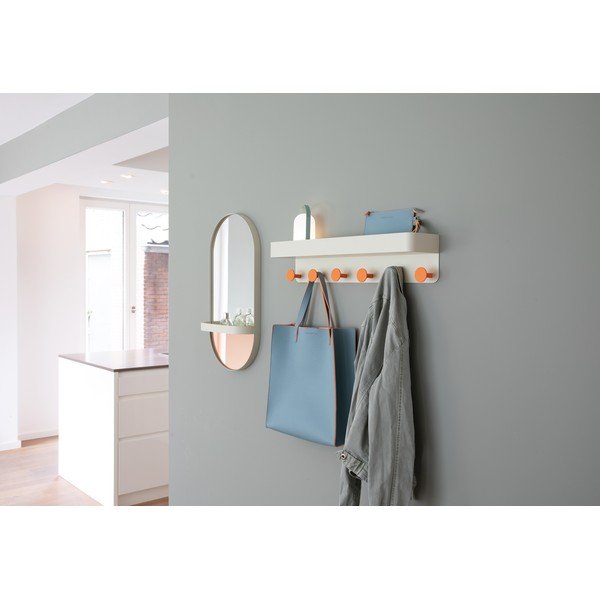 Oranžové nástěnné zrcadlo s poličkou Remember Taupe-image-3