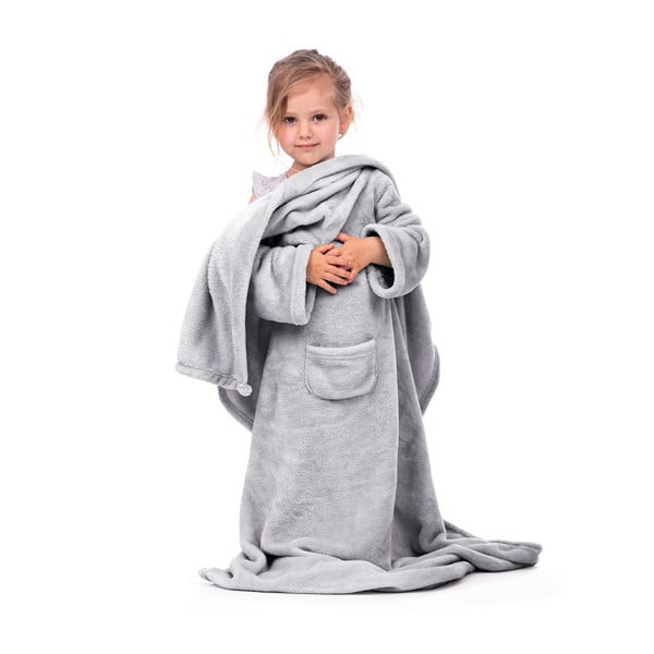 Šedá dětská televizní deka s rukávy DecoKing Lazykids-image-2