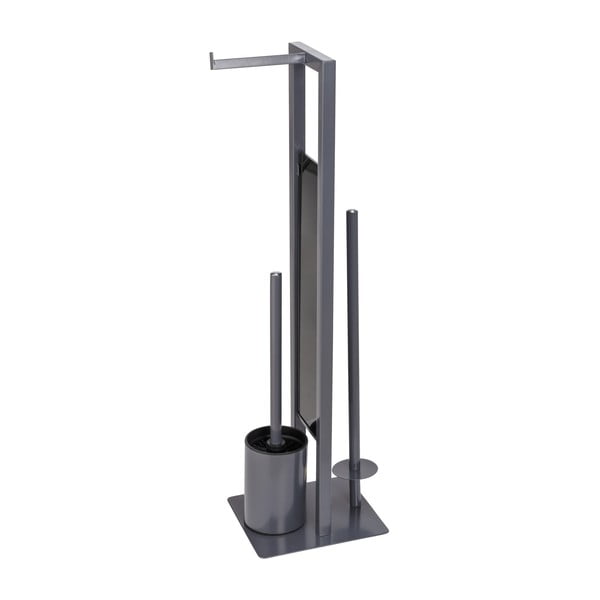 Šedý stojan na toaletní papír s WC kartáčem Wenko Rivalta-image-3