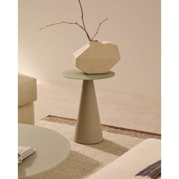 Kulatý odkládací stolek se skleněnou deskou ø 35 cm Wilshire – Kave Home-image-1