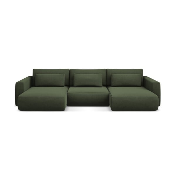 Khaki rozkládací/s úložným prostorem rohová pohovka (do "U") Kapua – Makamii