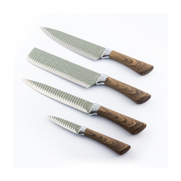 Sada 4 nerezových nožů InnovaGoods Swiss Q Wood