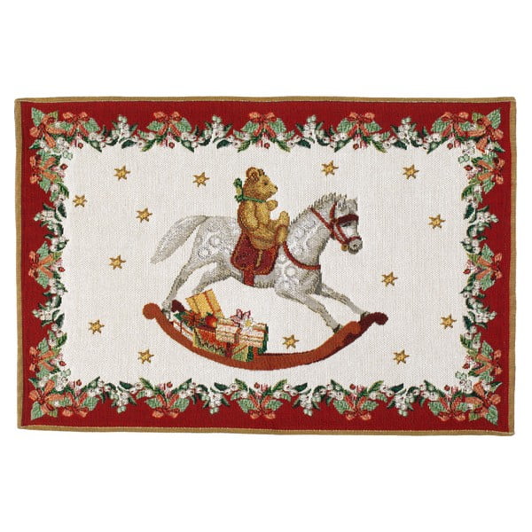 Červeno-bílé bavlněné prostírání s vánočním motivem Villeroy & Boch Toys Fantasy, 48 x 32 cm