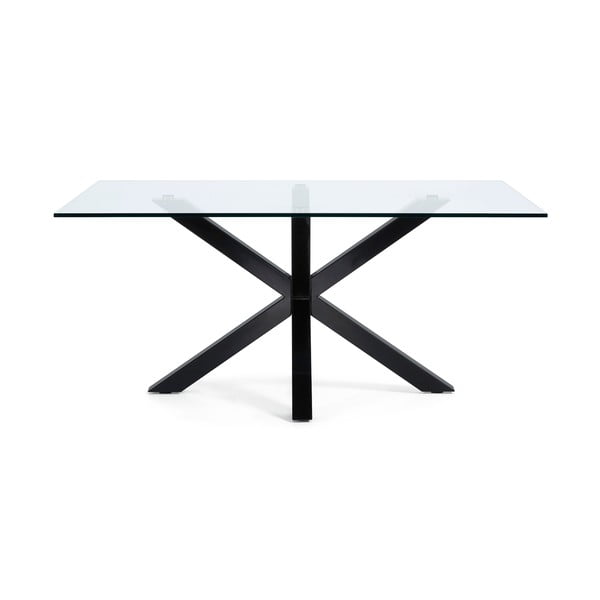 Jídelní stůl se skleněnou deskou Kave Home s černým podnožím, 160 x 90 cm-image-3