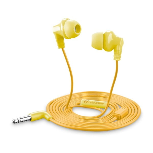 Žlutá in-ear sluchátka Style&Color Cellularline Cricket, plochý kabel, 3,5 mm jack