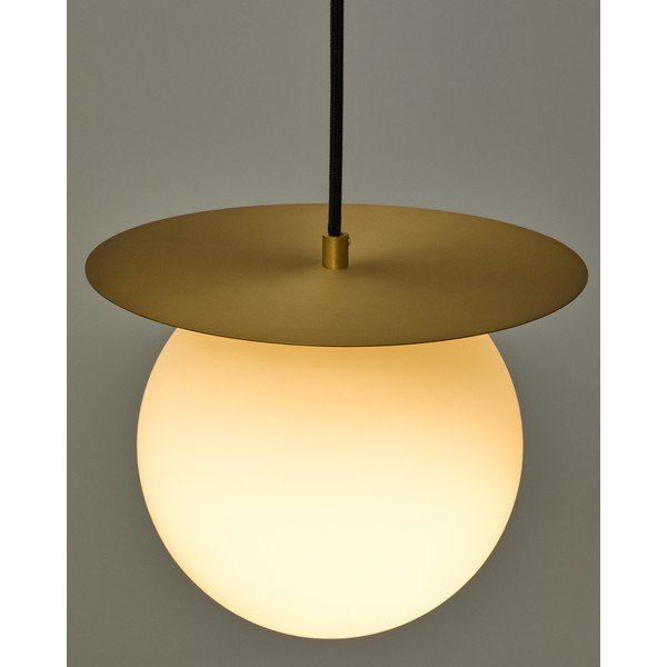 Bílé/ve zlaté barvě kovové závěsné svítidlo se skleněným stínidlem ø 25 cm Brisia – Kave Home-image-2