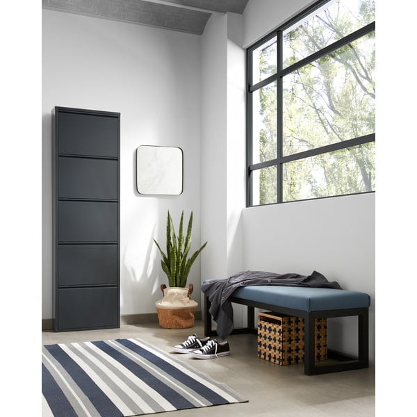 Antracitový kovový výklopný botník 50x169x15 cm Ode – Kave Home-image-3