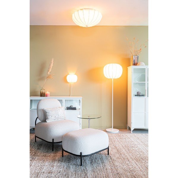 Bílá stojací lampa s textilním stínidlem (výška 160 cm) Shem – White Label-image-2