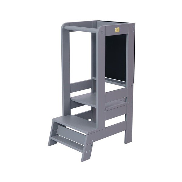 Šedá učicí věž z borovicového dřeva Montessori – Meowbaby