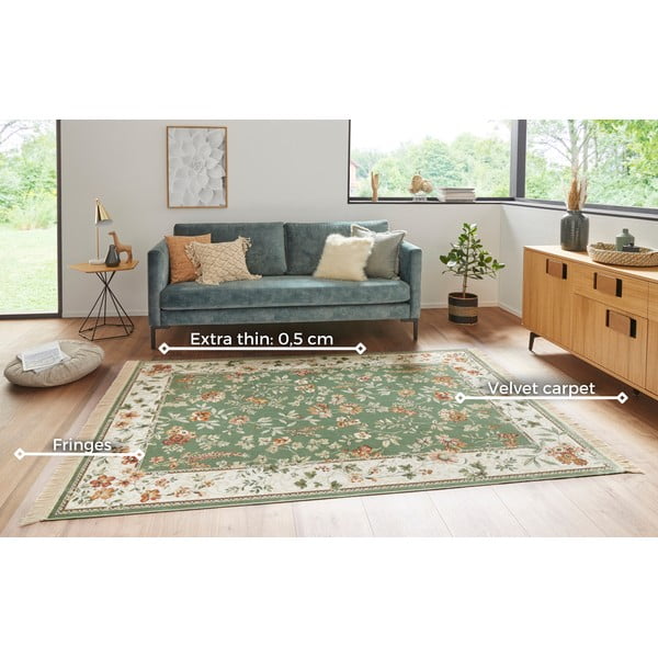 Zeleno-krémový koberec z viskózy 95x140 cm Oriental – Nouristan-image-3