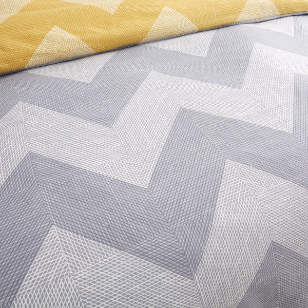Žluto-šedé povlečení 200x135 cm Chevron Geo - Catherine Lansfield-image-3
