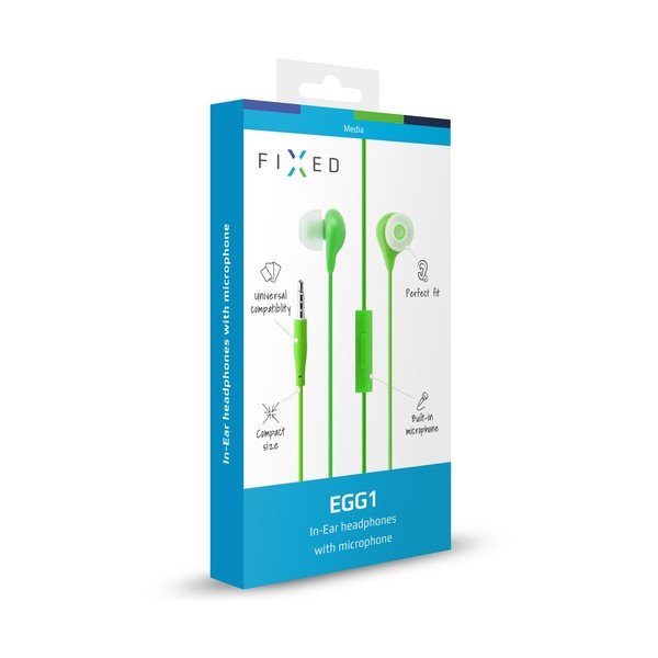 In-ear sluchátka s mikrofonem FIXED EGG1, zelená-image-1