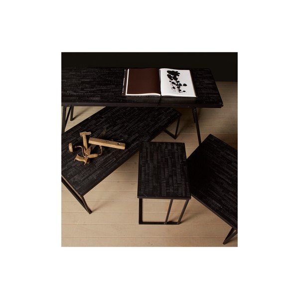 Černý odkládací stolek s deskou z recyklovaného teakového dřeva BePureHome Shape-image-4