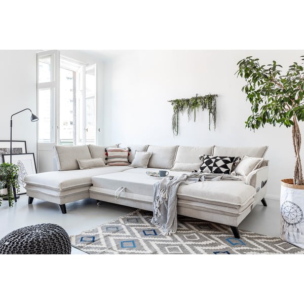 Světle béžová rozkládací pohovka do "U" Miuform Charming Charlie, levý roh-image-4