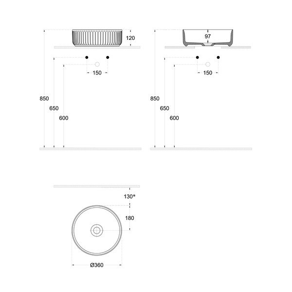 Bílé keramické kulaté umyvadlo ø 36 cm Ion – Sapho-image-3