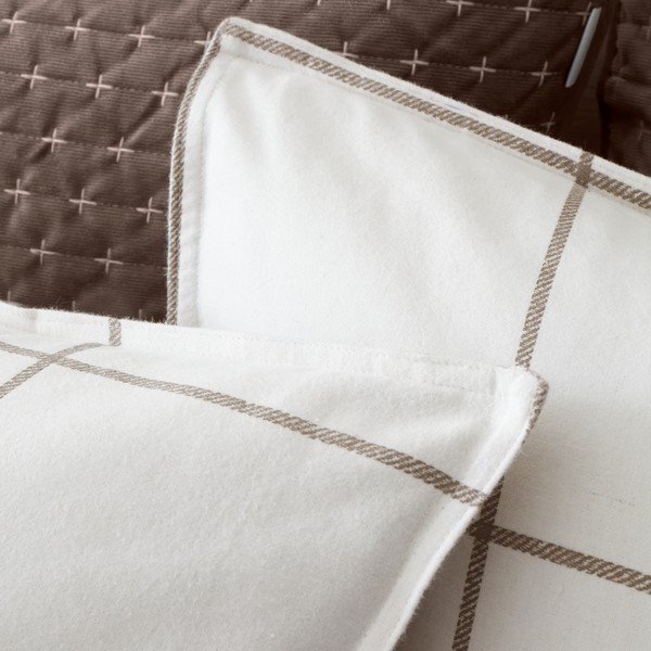 Krémové/taupe flanelové povlečení na dvoulůžko 200x200 cm Brushed Regal Check – Bianca-image-3