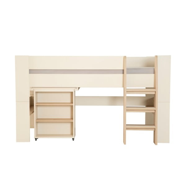 Béžová vyvýšená dětská postel s úložným prostorem bez roštu 90x200 cm Studio – Roba-image-3