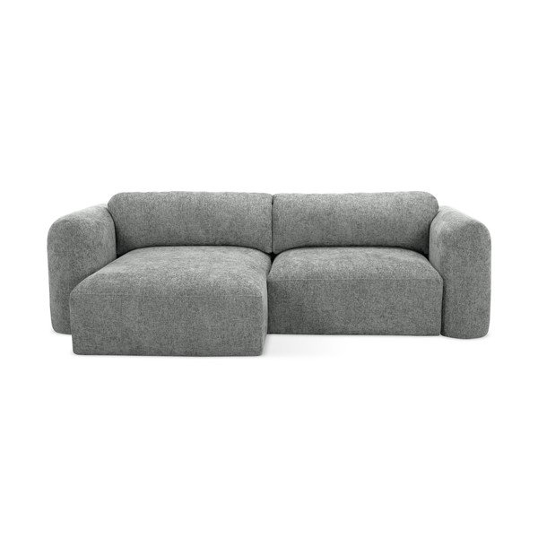 Šedá žinylková rozkládací/s úložným prostorem rohová pohovka (levý roh/s lenoškou) Mele – Makamii