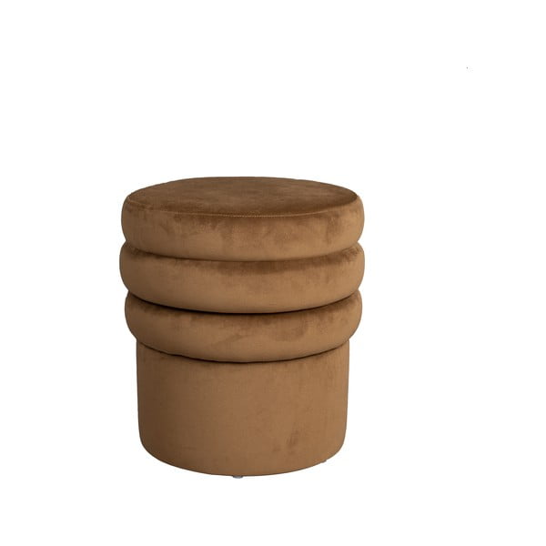 Hnědý sametový taburet Aditi – Dutchbone