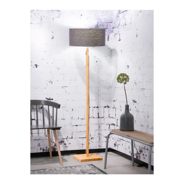 Stojací lampa s tmavě šedým stínidlem a konstrukcí z bambusu Good&Mojo Fuji-image-1