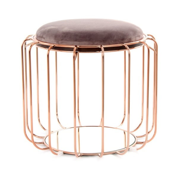 Tmavě fialový odkládací stolek / puf s konstrukcí ve zlaté barvě 360 Living Canny, ⌀ 50 cm
