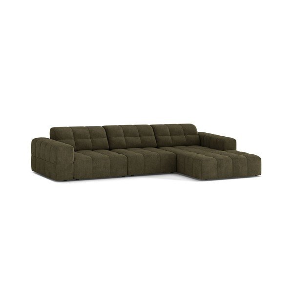 Khaki žinylková rohová pohovka (pravý roh/s lenoškou) Chicago – Cosmopolitan Design-image-1