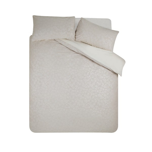 Šedobéžové povlečení na dvoulůžko/prodloužené z žakáru 230x220 cm Corded Leaves – Catherine Lansfield