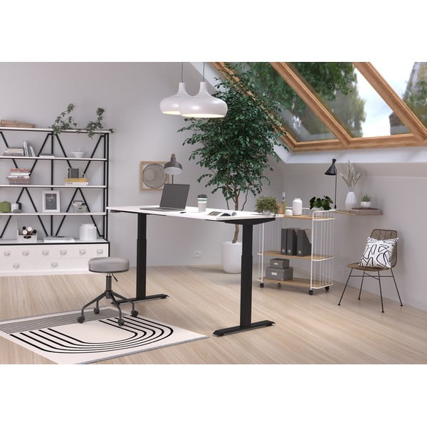 Pracovní stůl s elektricky nastavitelnou výškou s bílou deskou 80x160 cm Jet – Germania-image-1